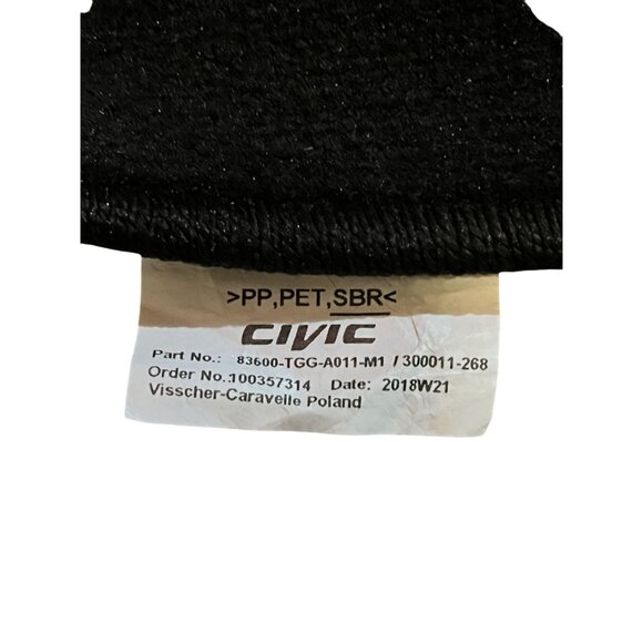 2016-2021 Honda Civic OEM Black Carpet Floormats 4 Piece 83600-TGG-A011M1 - Picture 11 of 11